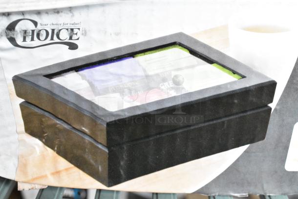 BRAND NEW SCRATCH AND DENT! Choice 176WTCH6 Choice Black Wood 6 Compartment Tea Chest with Window - Image 3 of 4