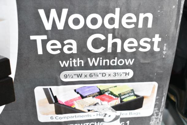 BRAND NEW SCRATCH AND DENT! Choice 176WTCH6 Choice Black Wood 6 Compartment Tea Chest with Window - Image 4 of 4