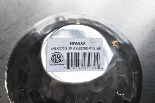 2 BRAND NEW SCRATCH AND DENT! Box of 6 American Metalcraft HDWS5 5 oz. Hammered Finish Double Wall Stainless Steel Angled Insulated Mini Serving Bowl. 2 Times  Your Bid! - Image 4 of 5