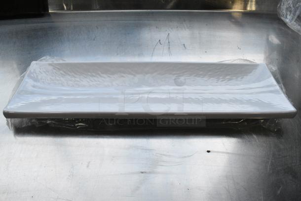 3 BRAND NEW SCRATCH AND DENT! Box of 3 Tablecraft M165 Frostone 15 3/4" x 4 3/4" White Rectangular Melamine Tray. 3 Times Your Bid! - Image 1 of 6