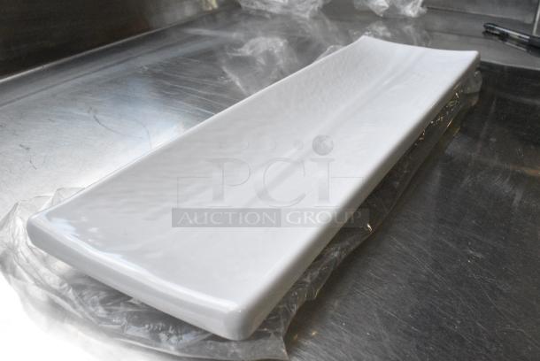 3 BRAND NEW SCRATCH AND DENT! Box of 3 Tablecraft M165 Frostone 15 3/4" x 4 3/4" White Rectangular Melamine Tray. 3 Times Your Bid! - Image 2 of 6
