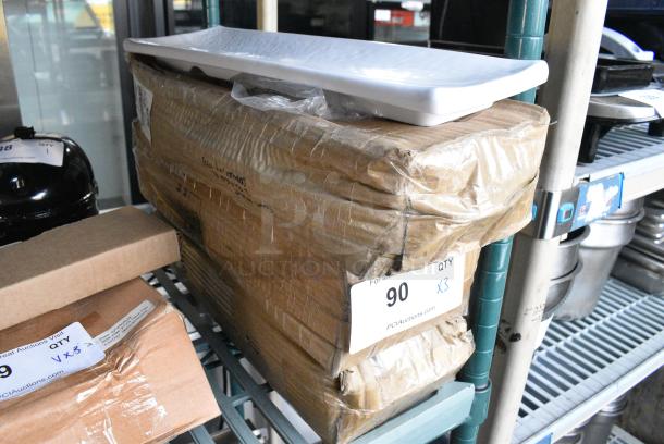 3 BRAND NEW SCRATCH AND DENT! Box of 3 Tablecraft M165 Frostone 15 3/4" x 4 3/4" White Rectangular Melamine Tray. 3 Times Your Bid! - Image 6 of 6
