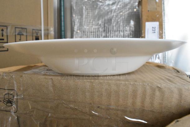 BRAND NEW SCRATCH AND DENT! Box of 12 Arcoroc N9405 Evolutions 11" White Round Opal Glass Pasta Plate by Arc Cardinal. - Image 3 of 6