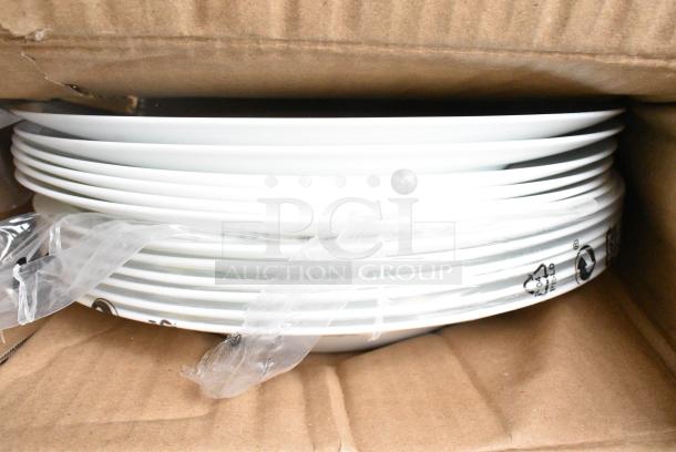 BRAND NEW SCRATCH AND DENT! Box of 12 Arcoroc N9405 Evolutions 11" White Round Opal Glass Pasta Plate by Arc Cardinal. - Image 5 of 6