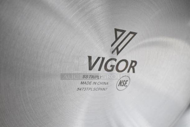 3 BRAND NEW SCRATCH AND DENT! Items Including Vigor 473TPLSCPAN7 SS3 Series 7 Qt. Tri-Ply Stainless Steel Sauce Pan with Cover and Helper Handle, 471SPC40 Choice 14 3/4" Aluminum Pot / Pan Cover. 3 Times Your Bid! - Image 4 of 5
