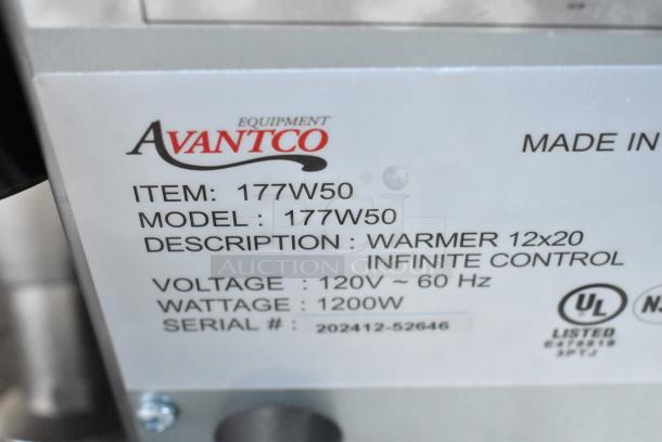 BRAND NEW SCRATCH AND DENT! 2024 Avantco 177W50 Stainless Steel 12" x 20" Full Size Electric Countertop Food Warmer. 120 Volts, 1 Phase. Tested and Working! - Image 6 of 7