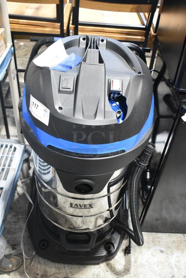 BRAND NEW SCRATCH AND DENT! Lavex 944BJ14126G 26 Gallon Stainless Steel Commercial Wet / Dry Vacuum with Toolkit - 100-120 Volts, 1 Phase. Tested and Working! - Image 1 of 9