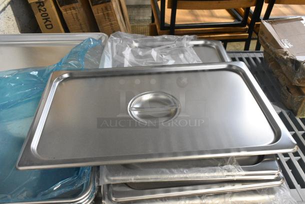 12 BRAND NEW SCRATCH AND DENT! Items Including 407BUNFULL Baker's Lane Full Size 18 Gauge Non-Stick 18" x 26" Black Wire in Rim Aluminum Bun / Sheet Pan / Tray, 4070110 Choice Full Size Stainless Steel Solid Steam Table / Hotel Pan Cover. 12 Times Your Bid! - Image 7 of 8