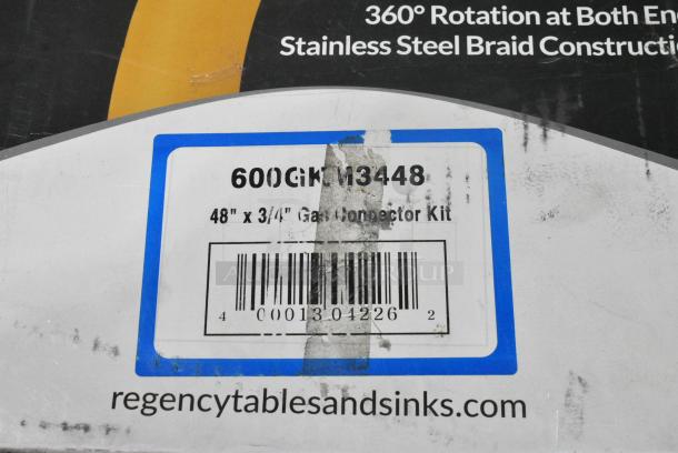 BRAND NEW SCRATCH AND DENT! Regency 600GKM3448 48" Mobile Gas Connector Hose Kit with 2 Elbows, Full Port Valve, Restraining Device, and Quick Disconnect - 3/4" - Image 4 of 4