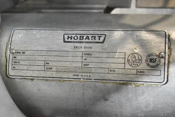 Hobart 1712 Stainless Steel Commercial Countertop Meat Slicer. 115 Volts, 1 Phase. Tested and Working! - Image 7 of 7