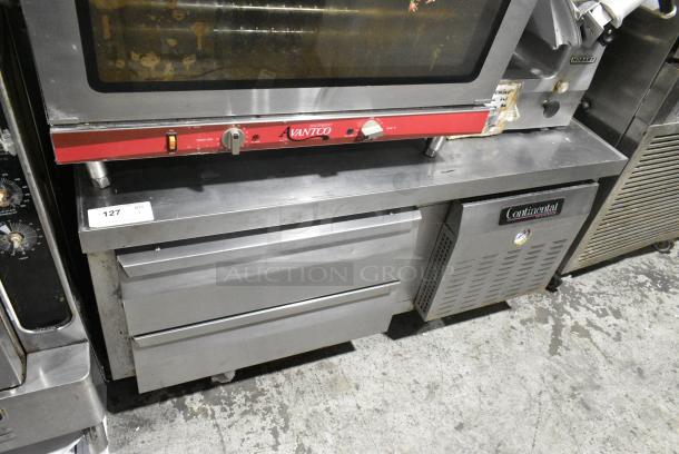 Continental Stainless Steel Commercial 2 Drawer Chef Base on Commercial Casters. 115 Volts, 1 Phase. Tested and Working! - Image 1 of 6