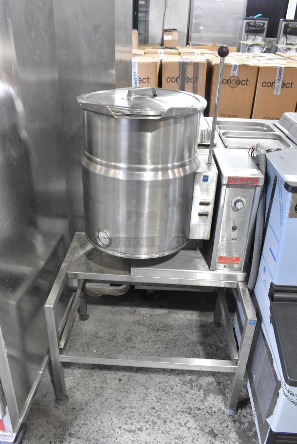 Vulcan EC-10 Stainless Steel Commercial Floor Style Electric Powered 10 Gallon Steam Tilting Kettle. 208 Volts, 3 Phase. - Image 1 of 8