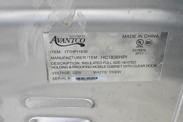 Avantco 177HPI1836 Metal Commercial Heated Holding Cabinet on Commercial Casters. 120 Volts, 1 Phase. Tested and Working! - Image 7 of 7