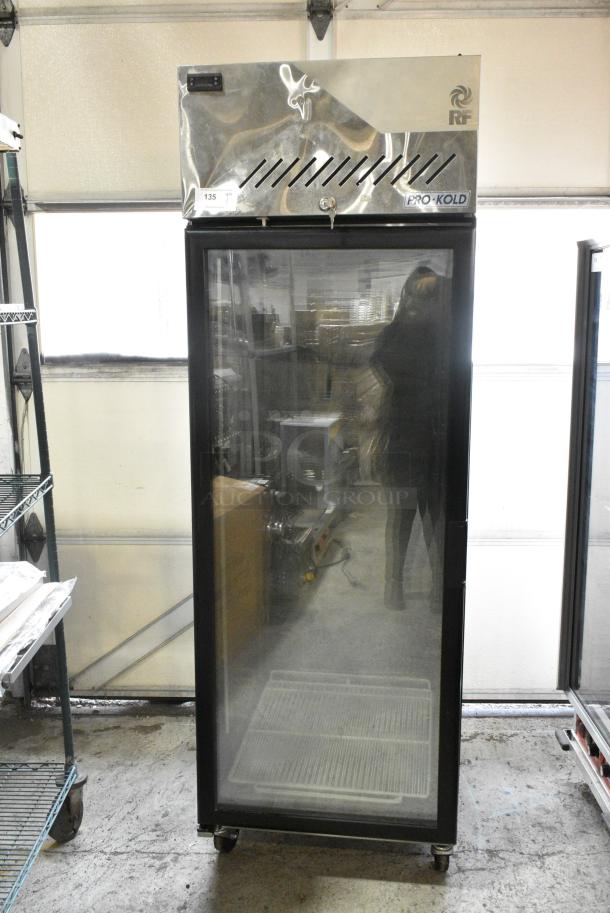 Pro Kold EVC20-F1 Stainless Steel Commercial Single Door Reach In Cooler Merchandiser on Commercial Casters. 115 Volts, 1 Phase. Tested and Powers On But Does Not Get Cold - Image 1 of 10