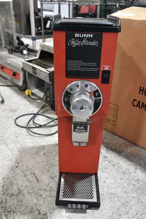 Bunn G3 RED Metal Commercial Countertop Coffee Bean Grinder. 120 Volts, 1 Phase. Tested and Working! - Image 1 of 7