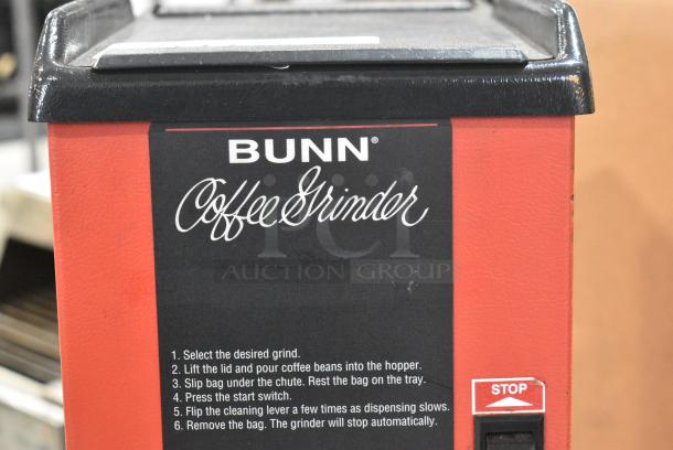 Bunn G3 RED Metal Commercial Countertop Coffee Bean Grinder. 120 Volts, 1 Phase. Tested and Working! - Image 3 of 7