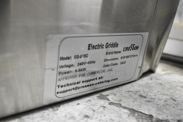 2024 Crosson EG-918C Stainless Steel Commercial Countertop Electric Powered Flat Top Griddle. 240 Volts. - Image 9 of 9