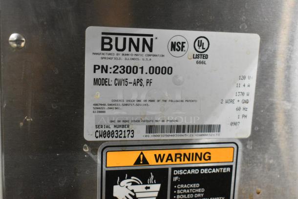 Bunn CW15-APS Stainless Steel Commercial Countertop Coffee Machine w/ Metal Brew Basket. 120 Volts, 1 Phase. - Image 9 of 10