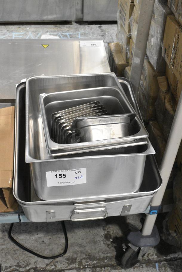 ALL ONE MONEY! Lot of Various Items Including Stainless Steel Drop In Bins and Metal Baking Pan - Image 1 of 7