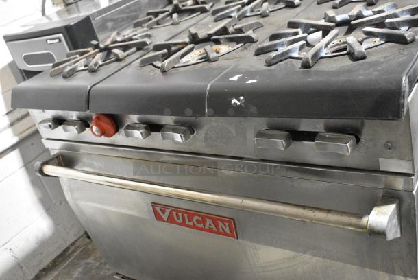 Vulcan 36L77R Stainless Steel Commercial Propane Gas Powered 6 Burner Range w/ Oven and Back Splash. - Image 4 of 7