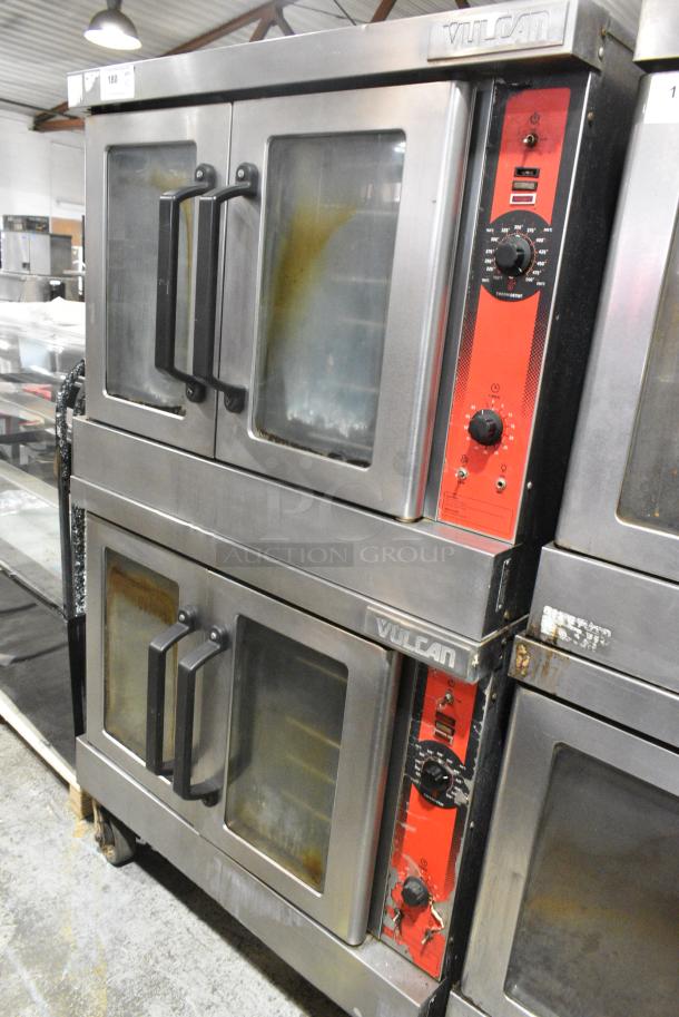 2 Vulcan VC4GD-11D150K Stainless Steel Commercial Natural Gas Powered Full Size Convection Oven w/ View Through Doors, Metal Oven Racks and Thermostatic Controls on Commercial Casters. 2 Times Your Bid! - Image 1 of 9
