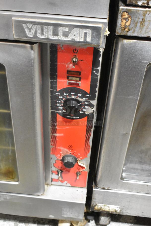 2 Vulcan VC4GD-11D150K Stainless Steel Commercial Natural Gas Powered Full Size Convection Oven w/ View Through Doors, Metal Oven Racks and Thermostatic Controls on Commercial Casters. 2 Times Your Bid! - Image 5 of 9