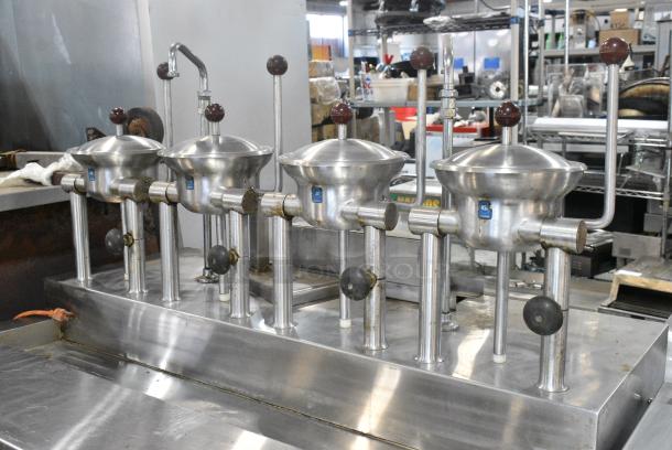 Vulcan VOB-4148G Stainless Steel Commercial Floor Style Propane Gas Powered 4 Kettle Tilting Kettle Stand. - Image 6 of 9