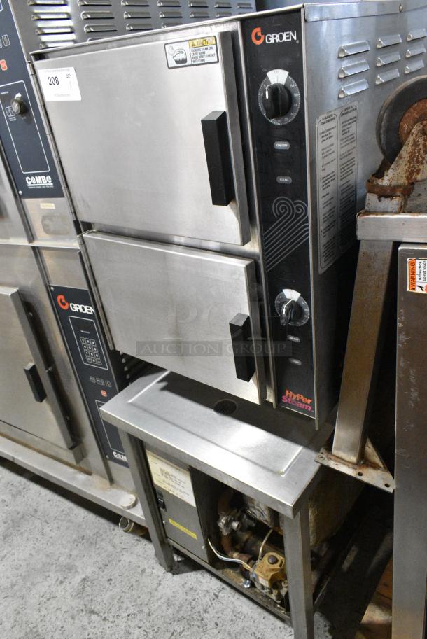 Groen HyPer Steam Stainless Steel Commercial Floor Style Natural Gas Powered 2 Deck Steam Cabinet. - Image 1 of 13