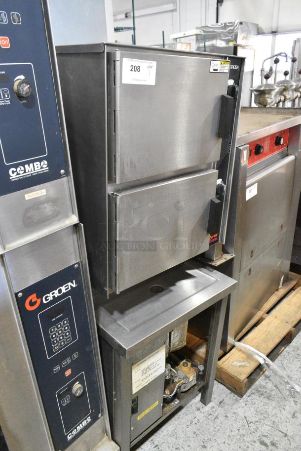 Groen HyPer Steam Stainless Steel Commercial Floor Style Natural Gas Powered 2 Deck Steam Cabinet. - Image 2 of 13