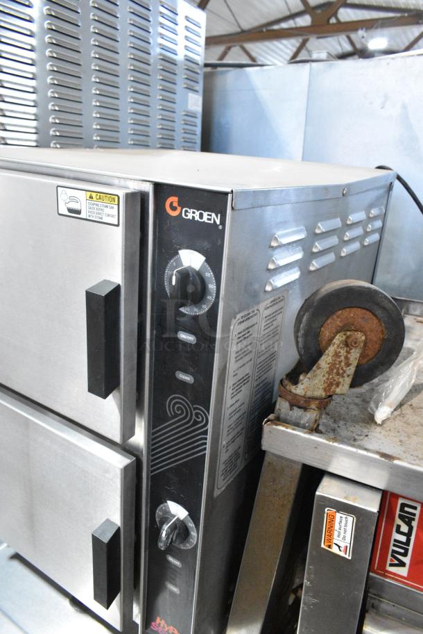 Groen HyPer Steam Stainless Steel Commercial Floor Style Natural Gas Powered 2 Deck Steam Cabinet. - Image 9 of 13