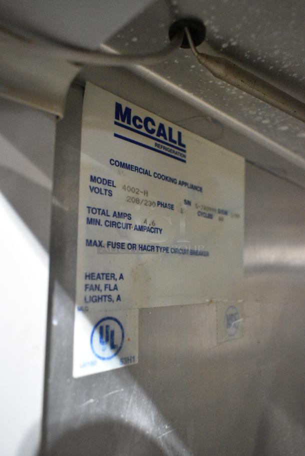 McCall 4002-H Stainless Steel Commercial 2 Door Roll In Pan Rack Warming Cabinet. 208/230 Volts, 1 Phase. - Image 7 of 8