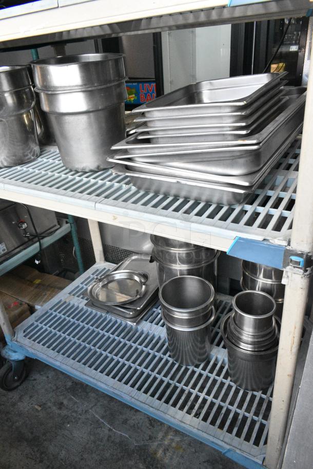 ALL ONE MONEY! Two Tier Lot of Various Items Including Stainless Steel Drop In Bins and Cylindrical Bins. - Image 2 of 6