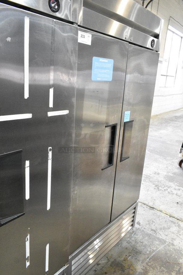 2017 True T-35 Stainless Steel Commercial 2 Door Reach In Cooler w/ Poly Coated Racks. 115 Volts, 1 Phase. Tested and Working! - Image 2 of 6