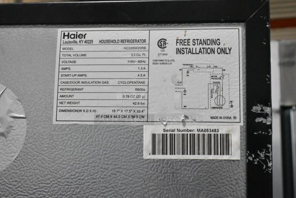 Haier HC33SW20RB Mini Cooler. 115 Volts, 1 Phase. Tested and Working! - Image 6 of 6