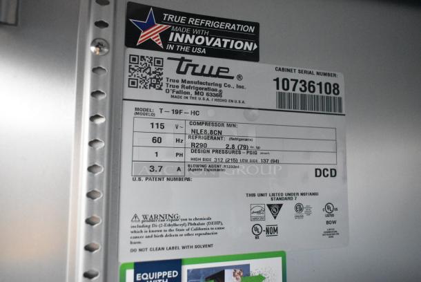 2023 True T-19F-HC Stainless Steel Commercial Single Door Reach In Freezer w/ Poly Coated Racks. 115 Volts, 1 Phase. Tested and Working! - Image 5 of 5