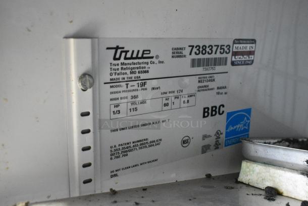 True T-19F Stainless Steel Commercial Single Door Reach In Freezer w/ Poly Coated Racks on Commercial Casters. 115 Volts, 1 Phase. Tested and Working! - Image 8 of 8
