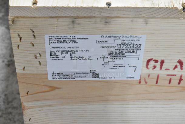 12 BRAND NEW IN CRATE! VSTE 23-1/8"x60" Glass Doors. 12 Times Your Bid! - Image 3 of 6