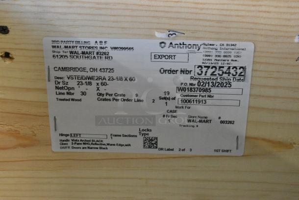 9 BRAND NEW IN CRATE! VSTE 23-1/8"x60" Glass Doors. 9 Times Your Bid! - Image 3 of 4