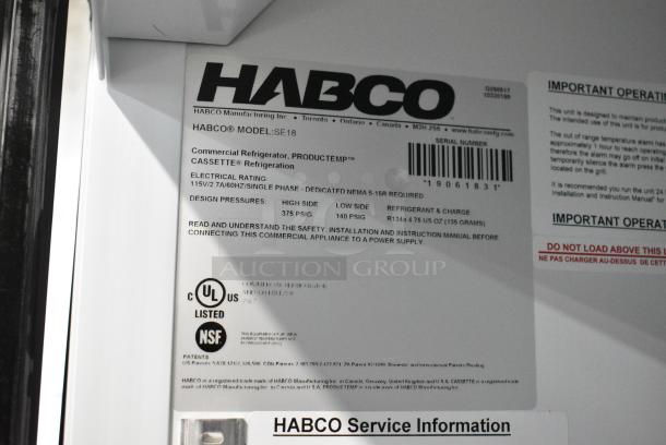2019 Habco SE18 Metal Commercial Single Door Reach In Cooler Merchandiser. 115 Volts, 1 Phase. Tested and Working! - Image 6 of 6
