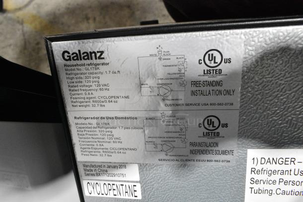 Galanz GL17BK Mini Cooler. 115 Volts, 1 Phase. Tested and Powers On But Does Not Get Cold - Image 6 of 6