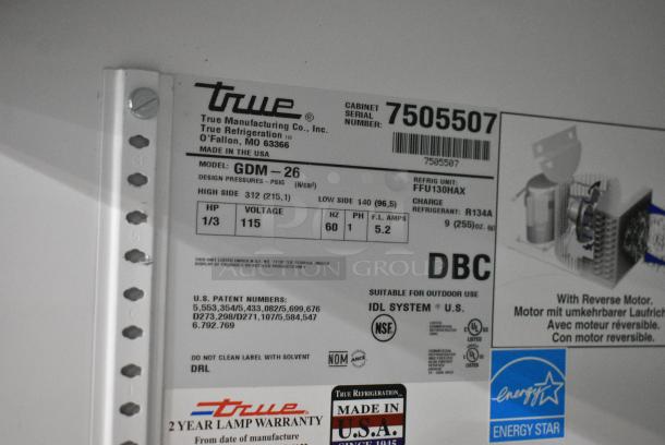 True GDM-26 Metal Commercial Single Door Reach In Cooler Merchandiser. 115 Volts, 1 Phase. Tested and Working! - Image 4 of 4