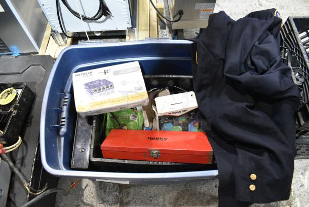 ALL ONE MONEY! Lot of Various Items Including Netgear ProSafe Desktop Switch, Meat Tenderizer, Case in Poly Bin, Monster Sound Reactive RGB, Comb, Tongue Depressors - Image 2 of 14