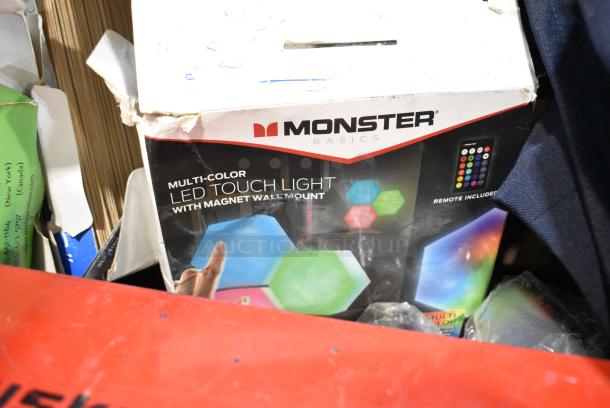 ALL ONE MONEY! Lot of Various Items Including Netgear ProSafe Desktop Switch, Meat Tenderizer, Case in Poly Bin, Monster Sound Reactive RGB, Comb, Tongue Depressors - Image 4 of 14