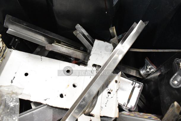 ALL ONE MONEY! Lot of 2 Bins of Various Items Including Stainless Steel Drop In Bins, Utensils, Bacon Presses, Poly Drip Trays, Paint Brushes, Metal Pieces - Image 10 of 18
