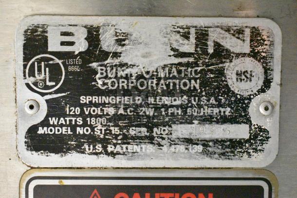 Bunn Stainless Steel Commercial 3 Burner Coffee Machine. 120 Volts, 1 Phase. - Image 7 of 9