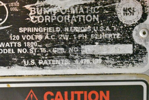 Bunn Stainless Steel Commercial 3 Burner Coffee Machine. 120 Volts, 1 Phase. - Image 8 of 9