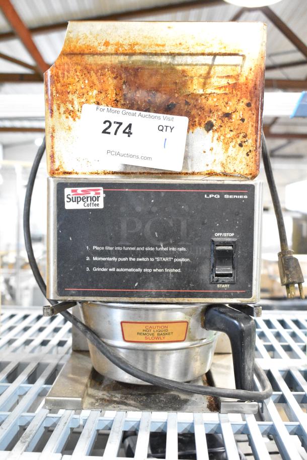 Bunn LPG Metal Countertop Coffee Bean Grinder. 120 Volts, 1 Phase. Cannot Test Due To Broken Power Button - Image 1 of 5