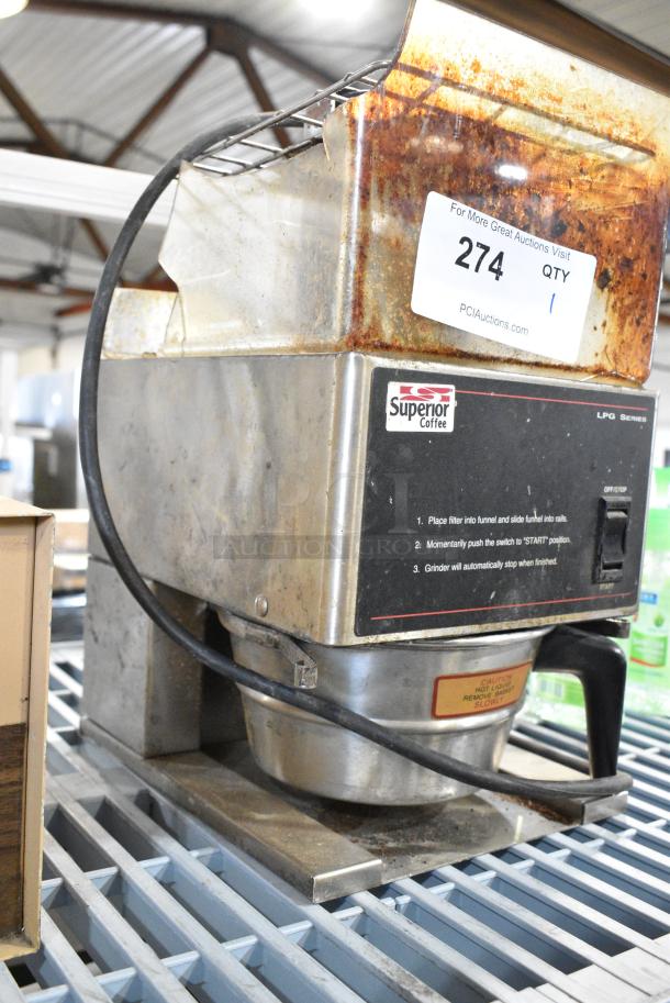 Bunn LPG Metal Countertop Coffee Bean Grinder. 120 Volts, 1 Phase. Cannot Test Due To Broken Power Button - Image 2 of 5