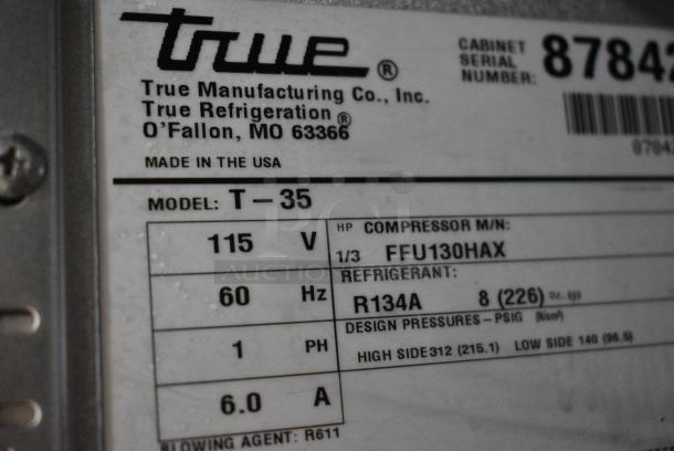 True T-35 Stainless Steel Commercial 2 Door Reach In Cooler on Commercial Casters. 115 Volts, 1 Phase. Tested and Working! - Image 7 of 8