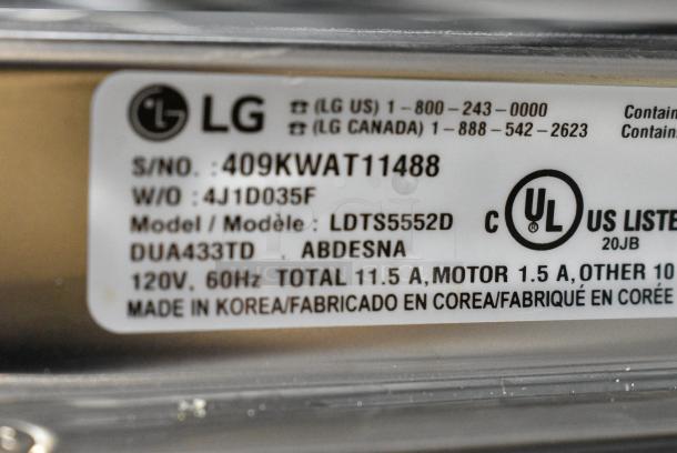 BRAND NEW SCRATCH AND DENT! LG LDTS5552D Undercounter Dishwasher. 120 Volts, 1 Phase. - Image 7 of 7